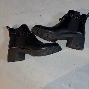 Black Chunky Heel Ankle Boots